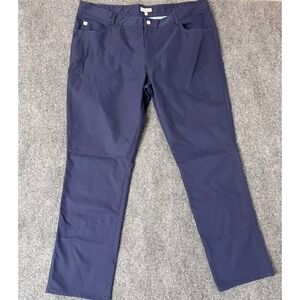 Peter Millar EB66 Pants Mens Navy Blue Flat Front Straight Leg Polyester 42X32